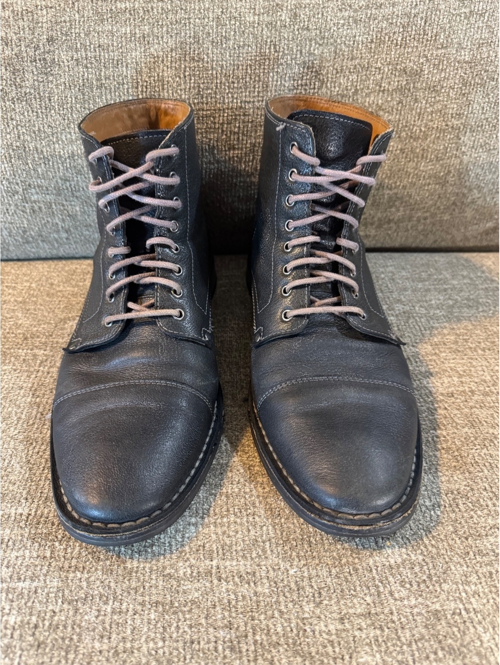 Cole Haan C20009 Men’s Cap Toe Leather Lace-Up Boots - Black, Size 10M